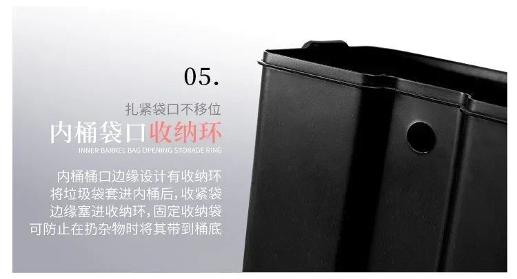 Kitchen Waste Bin 9L, Square Pedal Trash Can with Cover, Stainless Steel Double Bucket Design for Efficient Waste Disposal