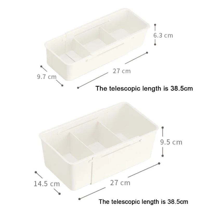 Kitchen Telescopic Drawer Organizer Cabinets Tableware Classified Storage Box with Partitions Multifunctional Storage basket