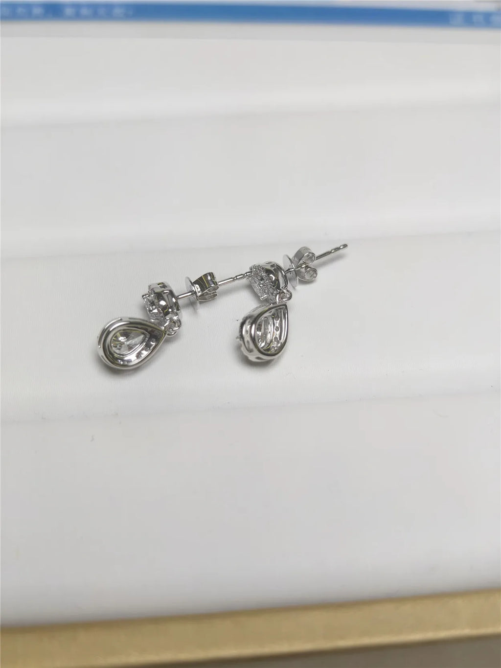 14K Gold Lab-Grown Diamond Two-Stone Drop Earrings, Pear-Cut 0.5CT Diamond Earrings, Fine Jewelry Customization Wholesale