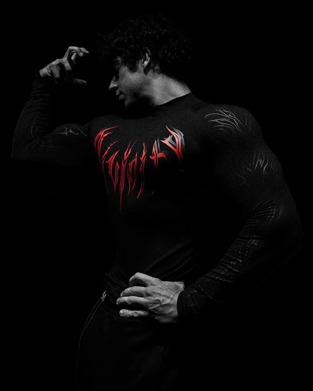 Men's High-neck Printed Tight-fitting Clothes For Fitness Training Quick-drying Clothes Elastic And Breathable For Exercise