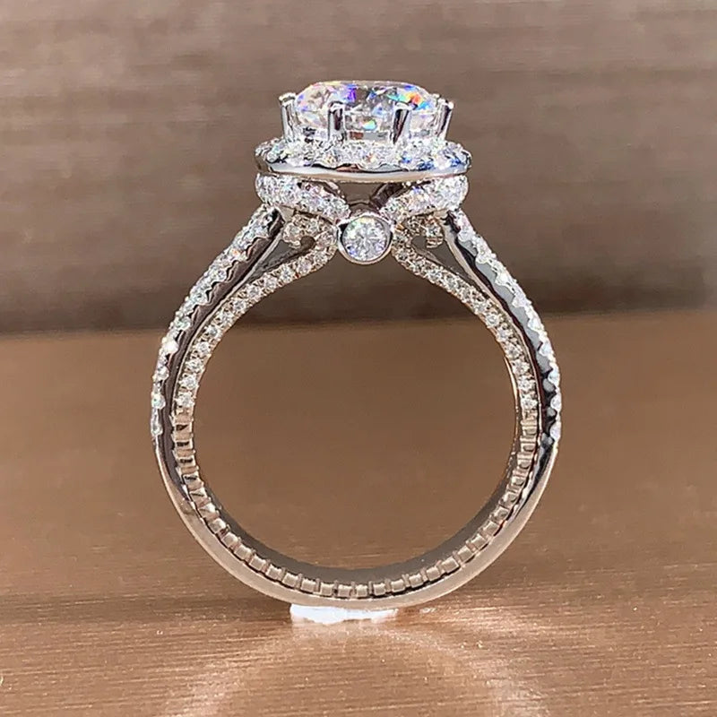 14K Gold 3ct Lab Diamond Ring 925 sterling silver Bijou Engagement Wedding band Rings for Women Bridal Birthday Party Jewelry