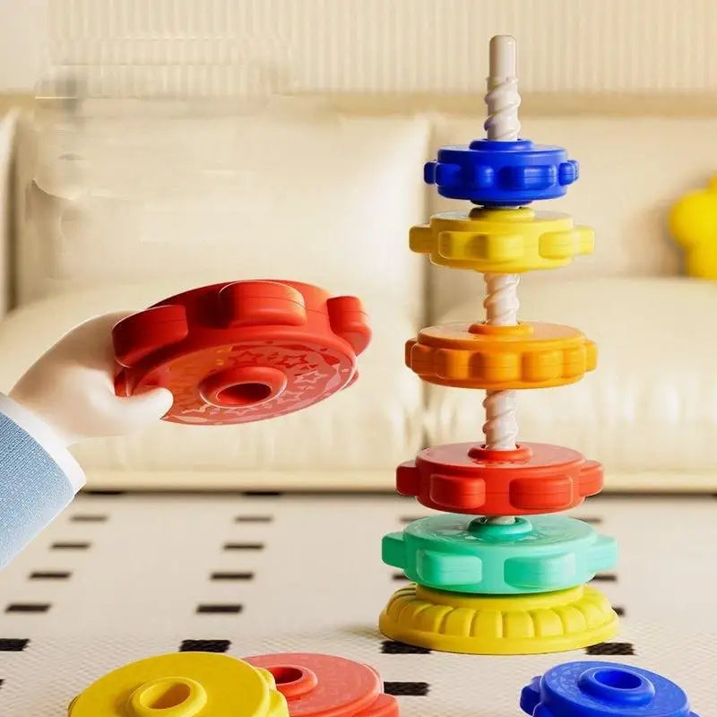 Montessori Baby Tower Game; Spinning and Stacking Rainbow Puzzle; Motor Skill Development; Kids Gift