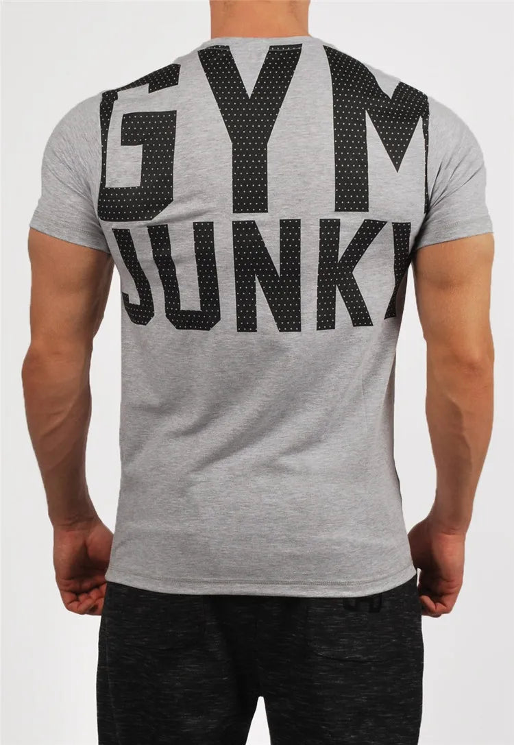 Men's Fashion T Shirt Men Tops Summer Fitness Bodybuilding Clothes Muscle Male Shirts Cotton Slim Fit Tees