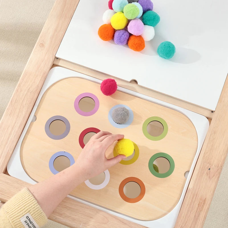 Montessori Sensory Table for Child Wooden Children Sensory Tray Baby Early Education Toys Learning Fine Movement Board Gift