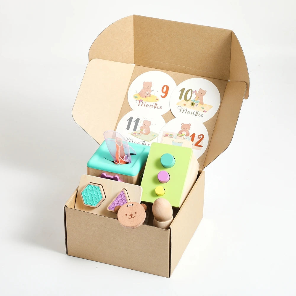 8pc Baby 0 12 Months Toy Wooden Montessori Toy Children Creative Games Toy Kids Early Education Hand Brain Sense Toys Sets Gift