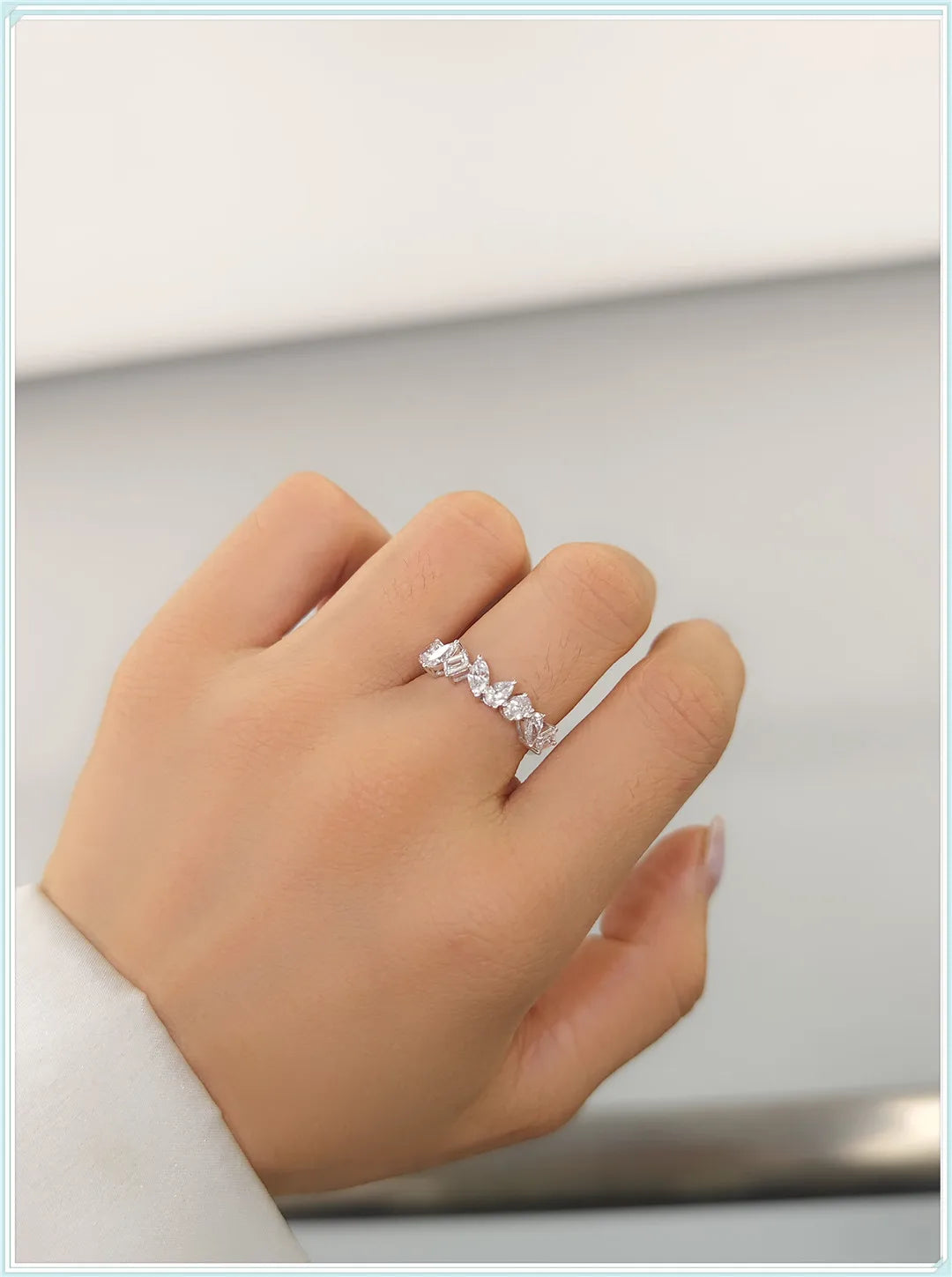 18K Gold Ring Grow Diamond CVD Lab Grow Diamond HPHT shaped diamond row ring couples wedding ring Female factory wholesale