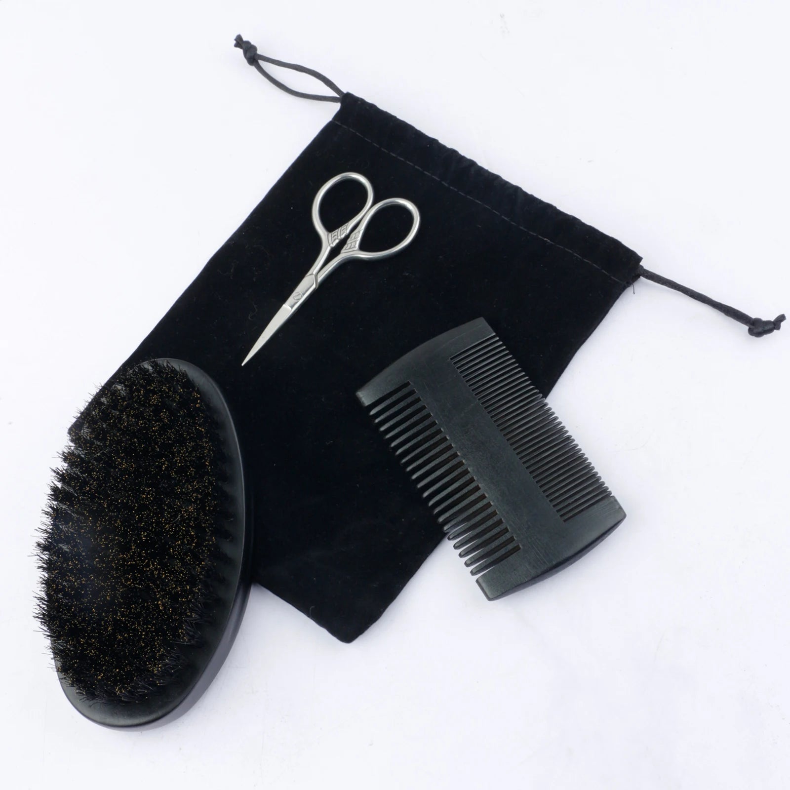 Boar Bristle Wood Beard Brush Kits With Gift Bag Professional Soft Hairdresser Shaving Brush Comb Set Men Mustache Combs