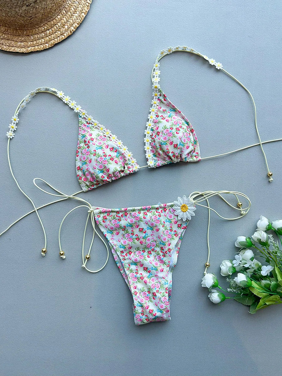 Micro Bikini 2026 Women Swimsuit Push Up Swimwear Sexy Bikini Swimming Suit Lace Print Beachwear Brazilian Biquini Female Set
