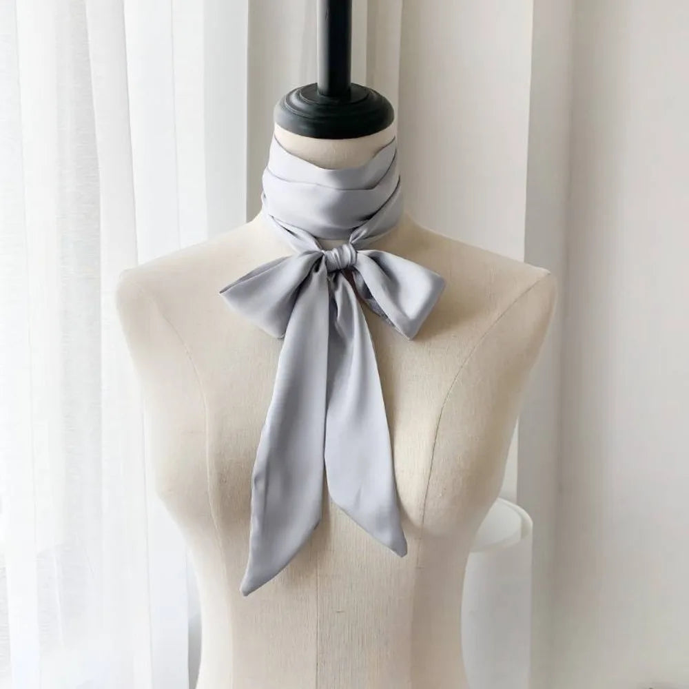 Delicate Long Hair Scarf Favor Silk Headband Hair Wrap Solid Color Elegant Ribbon Party Scrunchies