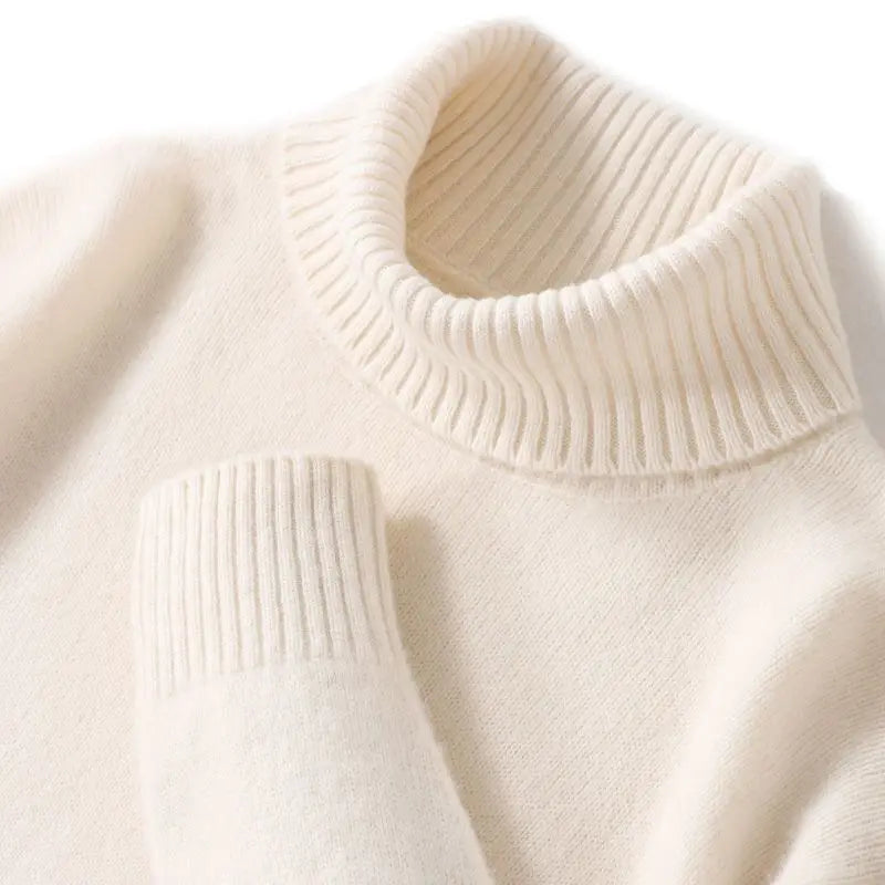 High-neck Men's 100% Pure Cashmere Sweater Autumn Winter Thick and Loose Knitted High-end Base Layer Men's All-cashmere Sweater