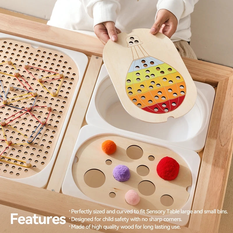 Montessori Sensory Table for Child Wooden Children Sensory Tray Baby Early Education Toys Learning Fine Movement Board Gift