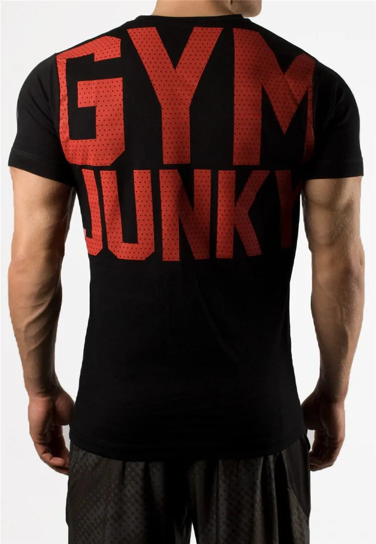 Men's Fashion T Shirt Men Tops Summer Fitness Bodybuilding Clothes Muscle Male Shirts Cotton Slim Fit Tees