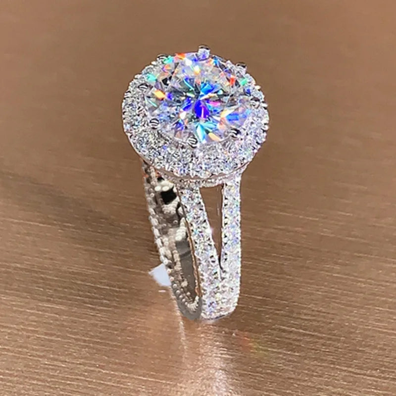 14K Gold 3ct Lab Diamond Ring 925 sterling silver Bijou Engagement Wedding band Rings for Women Bridal Birthday Party Jewelry