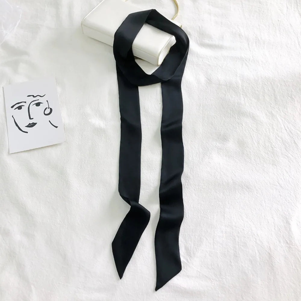 Delicate Long Hair Scarf Favor Silk Headband Hair Wrap Solid Color Elegant Ribbon Party Scrunchies