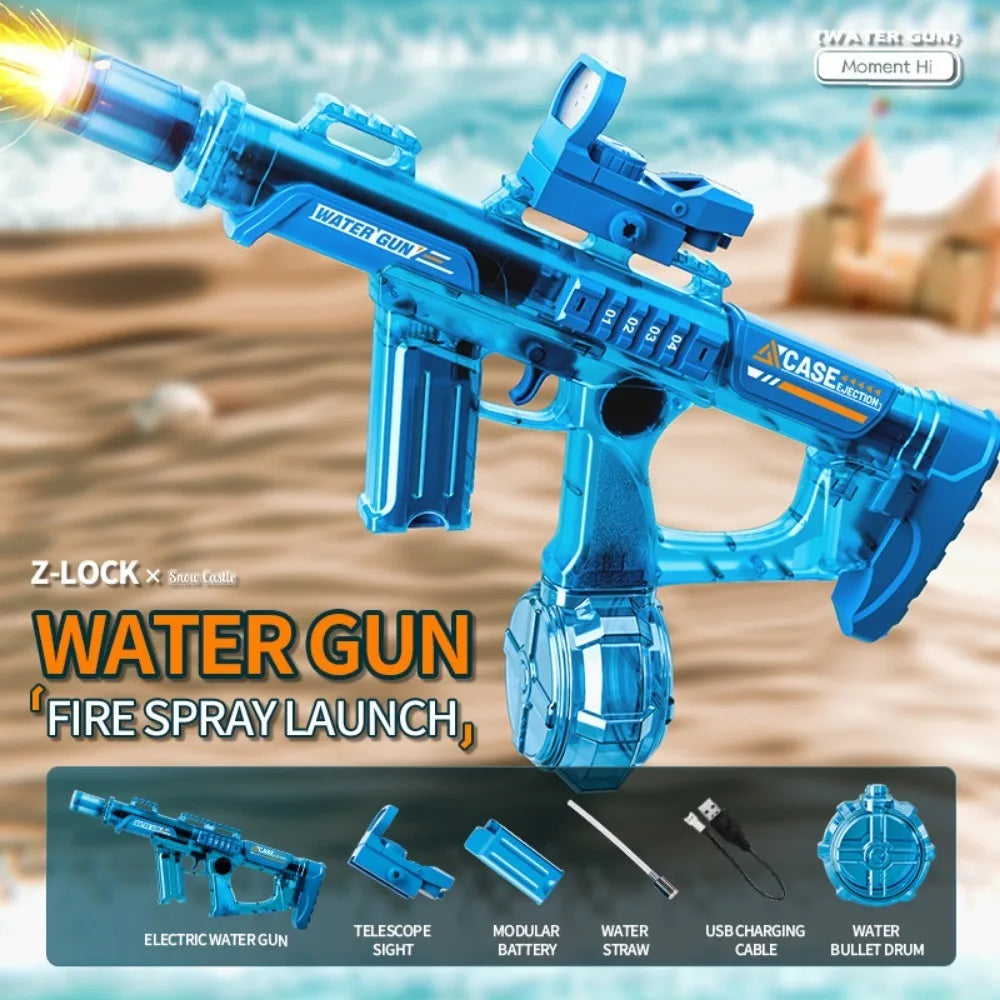 Powerful Electric Water Gun Full Continuous Shooting with Sensor Led Lights Outdoor Beach Water Battle Game for Children