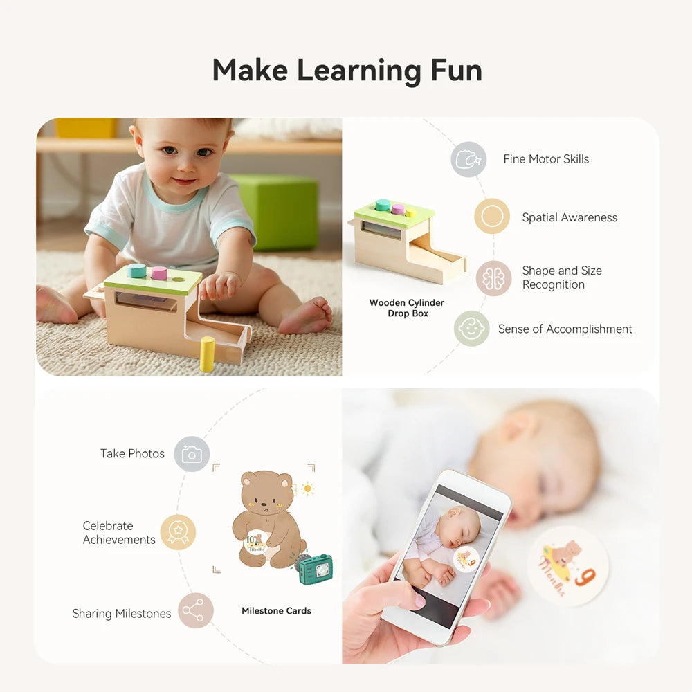 Montessori Wooden Toys Set Exercise The Hand-Eye Coordination Logic Ability Of Children Months 9-12Early Childhood Games Gifts