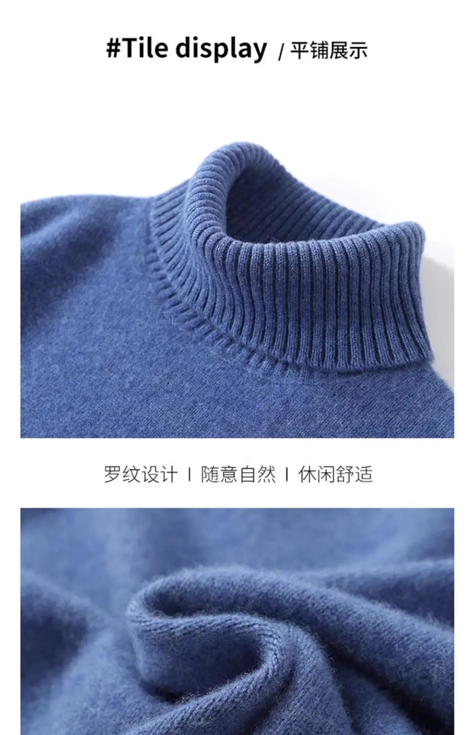 High-neck Men's 100% Pure Cashmere Sweater Autumn Winter Thick and Loose Knitted High-end Base Layer Men's All-cashmere Sweater