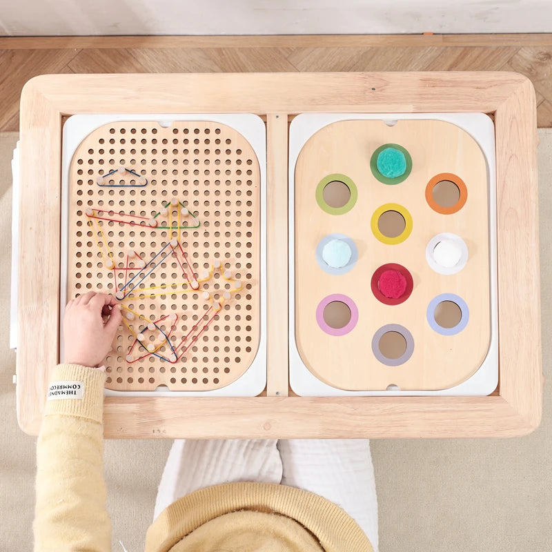 Montessori Sensory Table for Child Wooden Children Sensory Tray Baby Early Education Toys Learning Fine Movement Board Gift