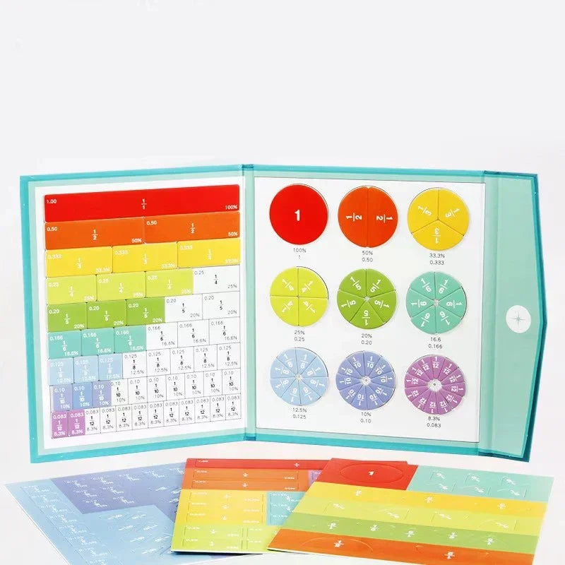 Montessori Magnetic Fraction Learning Math Toys Montessori Arithmetic Teaching Aids Wooden Book Educational Toys for Children