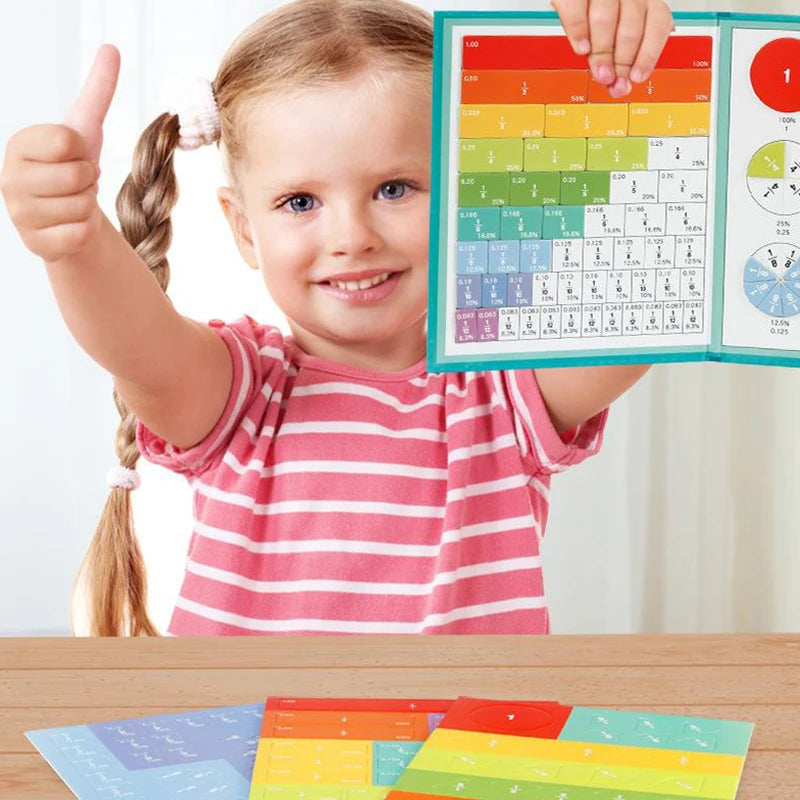 Montessori Magnetic Fraction Learning Math Toys Montessori Arithmetic Teaching Aids Wooden Book Educational Toys for Children
