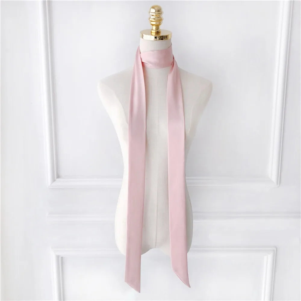 Delicate Long Hair Scarf Favor Silk Headband Hair Wrap Solid Color Elegant Ribbon Party Scrunchies