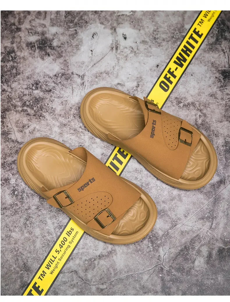 New Business Style Sandals For Men Handmade One Strap Slides Casual Outdoor Beach Walking Comfortable Non-Slip Footwear