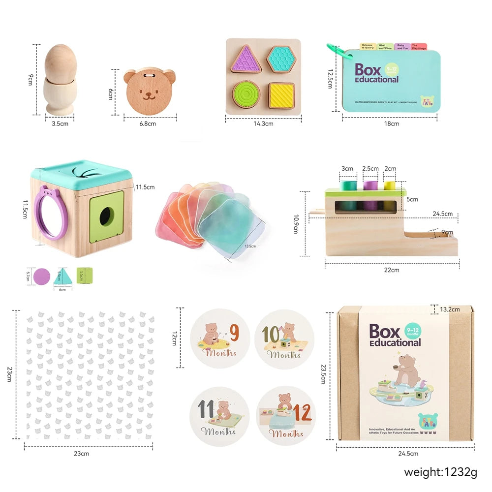 8pc Baby 0 12 Months Toy Wooden Montessori Toy Children Creative Games Toy Kids Early Education Hand Brain Sense Toys Sets Gift