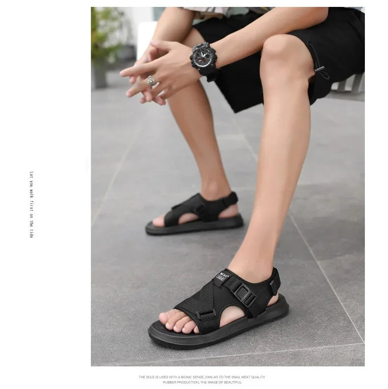 Summer Men Sandals Lightweight Open Toe Flat Mens Casual Shoes Outdoor Walking Sandals for Men Beach Shoes Size 39-45