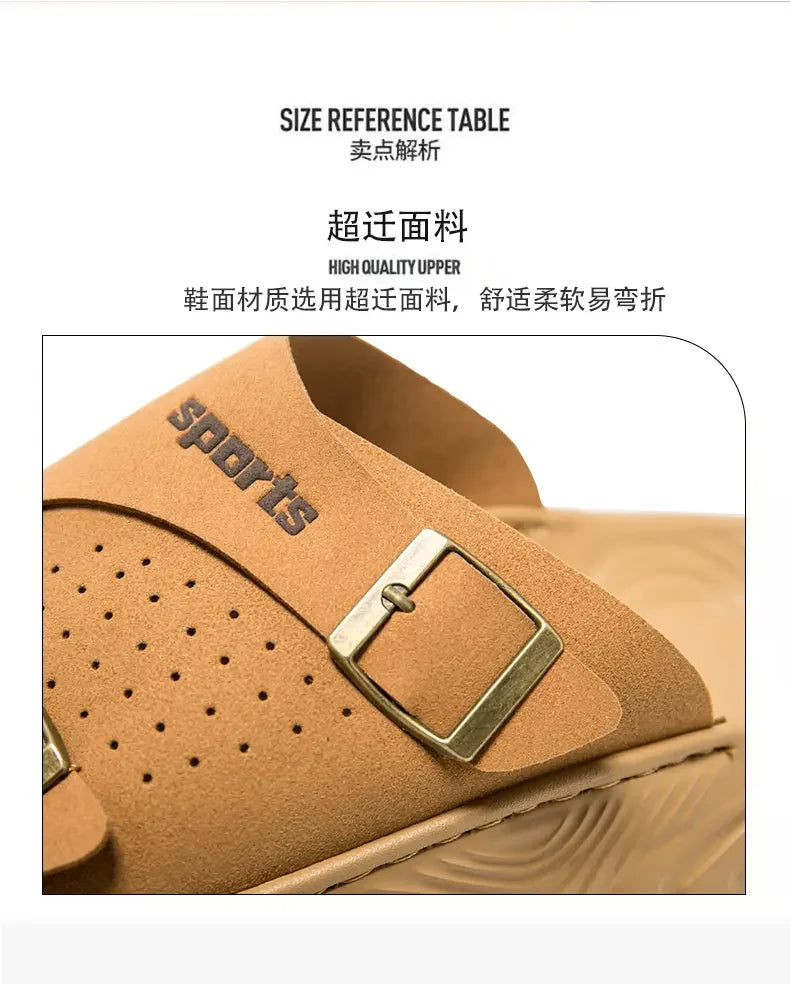 New Business Style Sandals For Men Handmade One Strap Slides Casual Outdoor Beach Walking Comfortable Non-Slip Footwear
