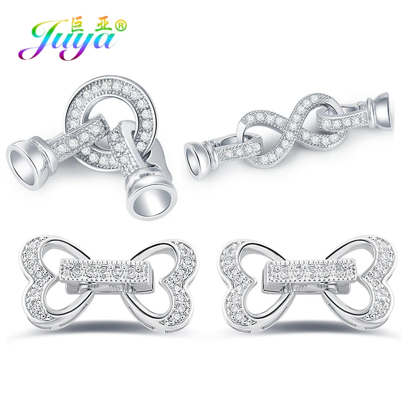 Juya 18K Gold Silver Plated Decoration Accessories Fastener Closure Pearls Clasps Lock For DIY Needlework Beads Jewelry Making