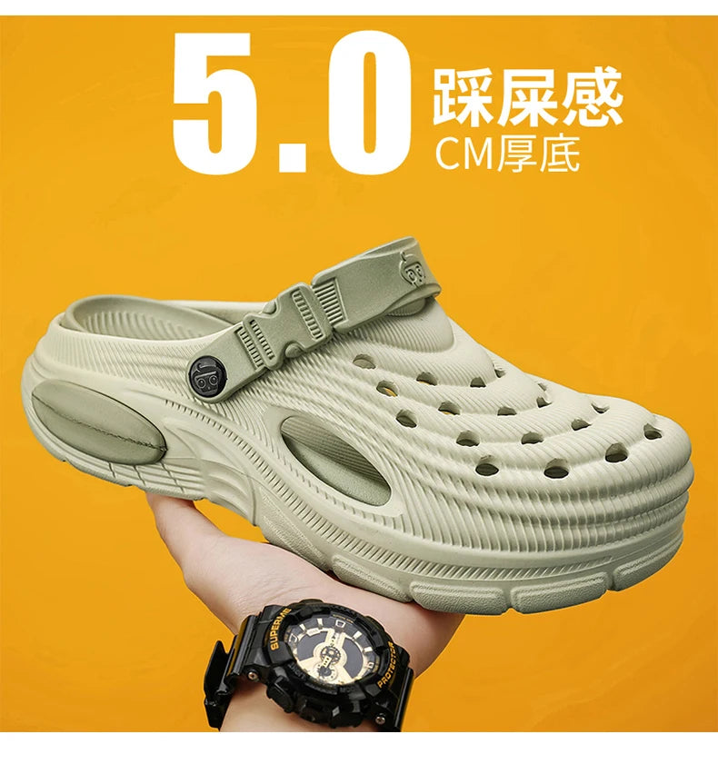 Mens Sandals Thick Bottom Slip Ons Fashion Slippers for Men Casual Clogs Man 2026 New Trendy Beach Shoes Comfortable Garden Shoe