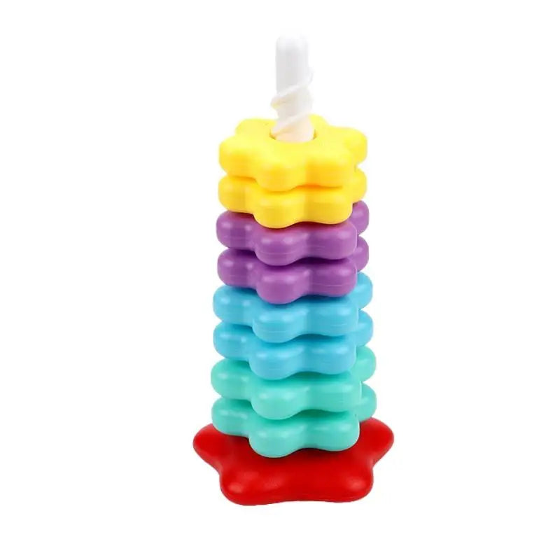 Montessori Baby Tower Game; Spinning and Stacking Rainbow Puzzle; Motor Skill Development; Kids Gift