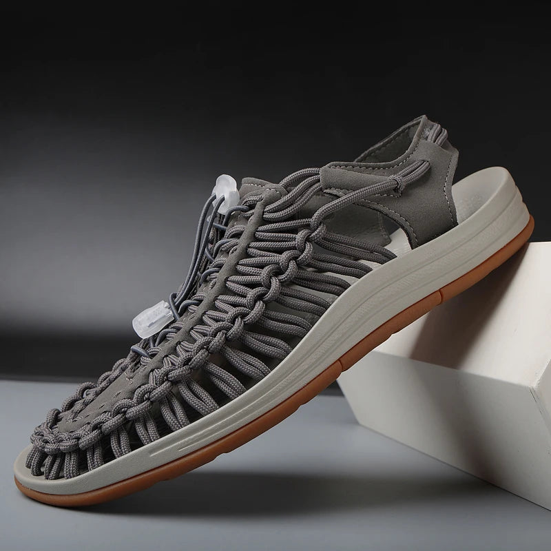 Men Sandals Summer Weave Shoes Boys Sandal Mens Sandles Outdoor Breathable Comfort Slip On Plus Big Size 45 46 Sandalias Hombre