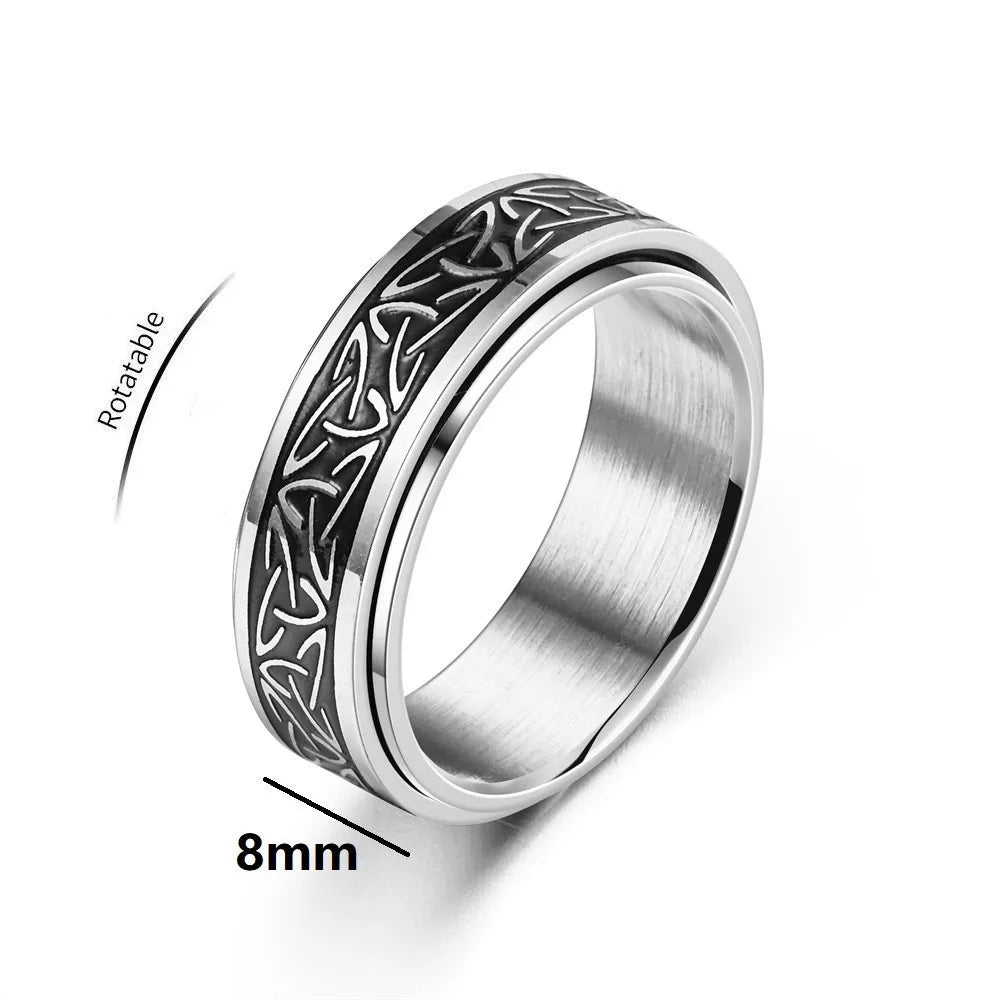 Vikings Celtic Knot Rune Rings For Men Rotating Stainless Steel Anti Stress Anxiety Relife Spinning Ring Anillo Antiestres