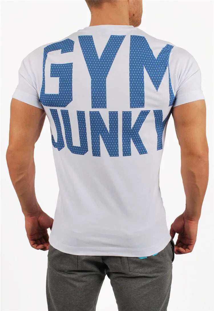 Men's Fashion T Shirt Men Tops Summer Fitness Bodybuilding Clothes Muscle Male Shirts Cotton Slim Fit Tees