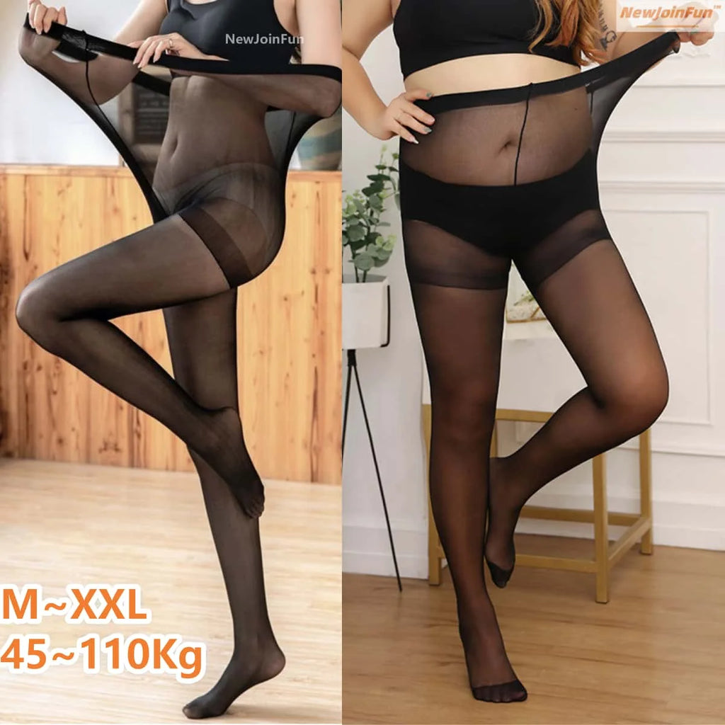 Plus Big Size Sexy Sheer Black Tights Stocking High Waist Pantyhose for Oversize Women XXXL Night Club Party Office Street Wear