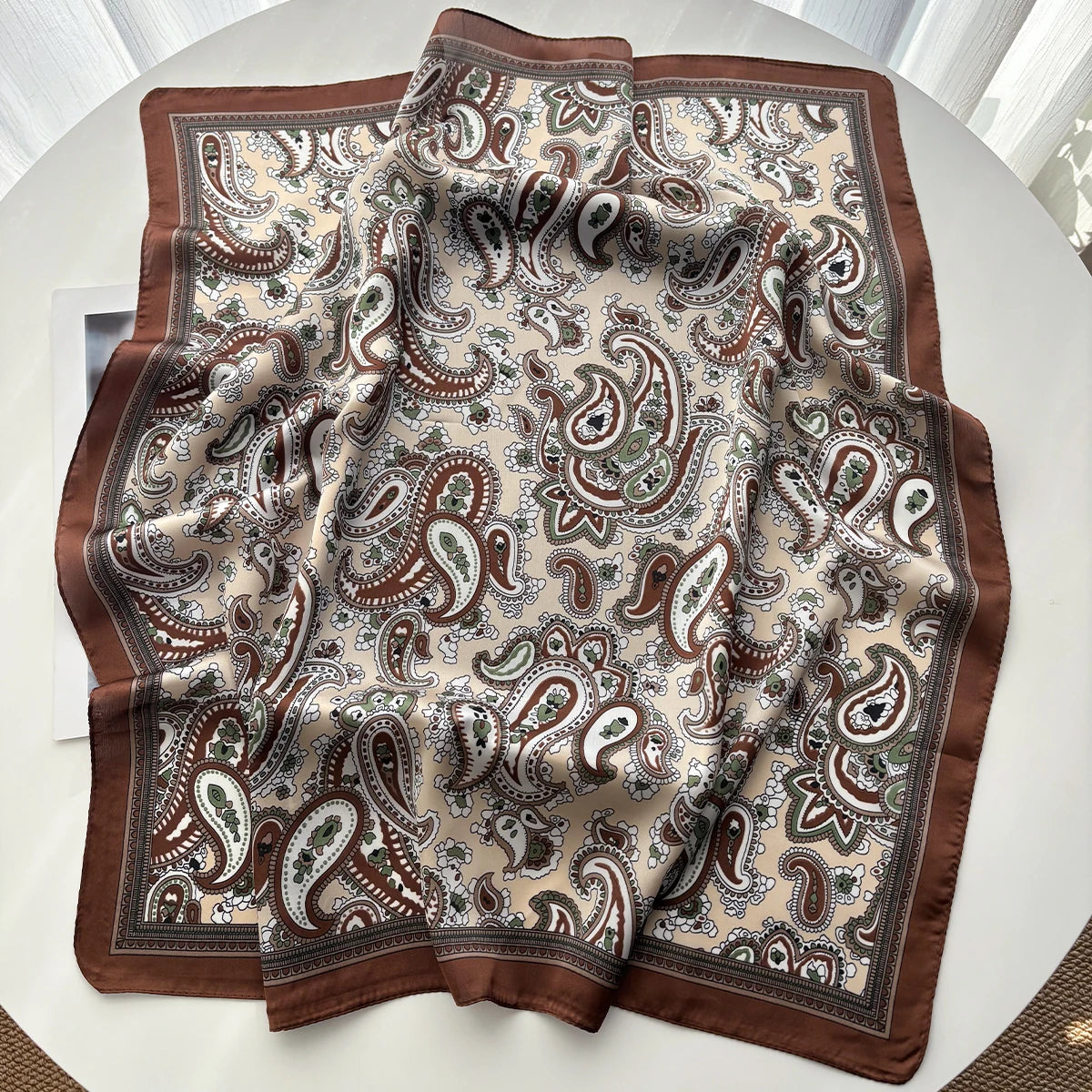 Silk Feeling Square Scarf Women Fashion Paisley Neckerchief Bandana Shawl Scarves Wrap Head Kerchief Hair Band Lady Ties