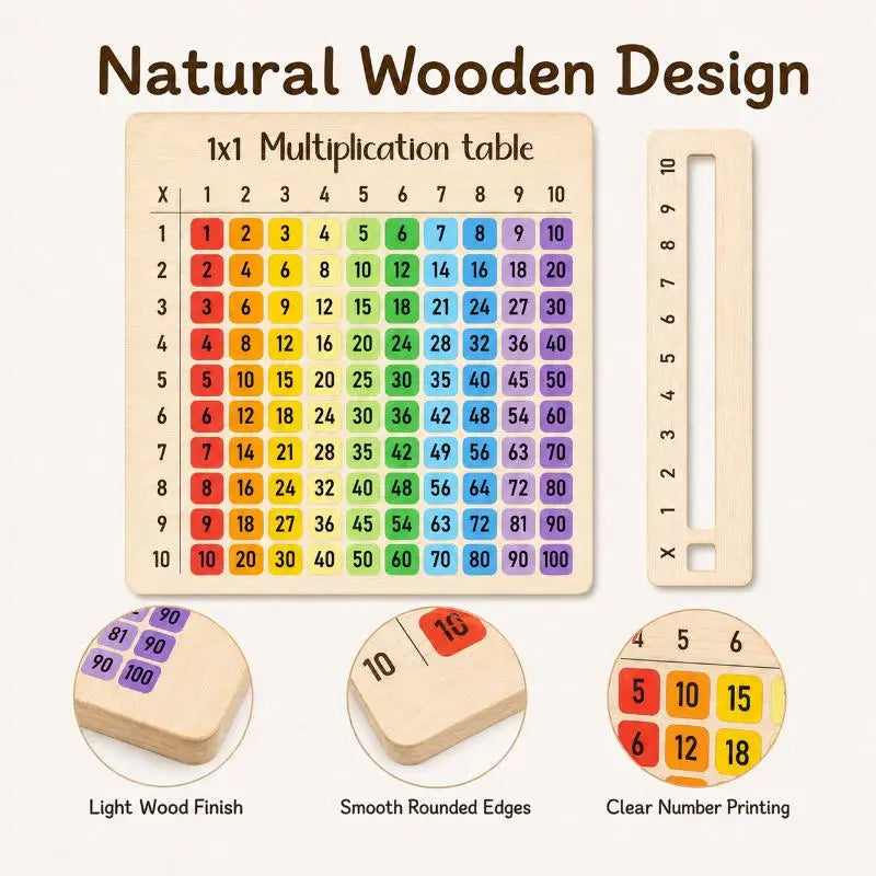 NEW Natural Wood Multiplication Chart Board Montessori Educational Toy for Children Arithmetic Practice Homeschool Teaching Aid