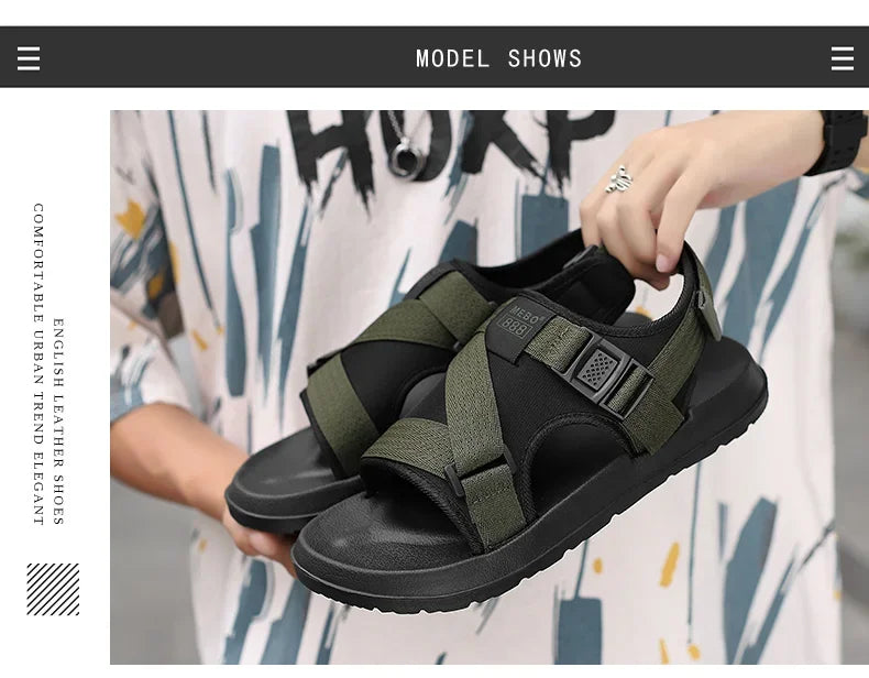 Summer Men Sandals Lightweight Open Toe Flat Mens Casual Shoes Outdoor Walking Sandals for Men Beach Shoes Size 39-45