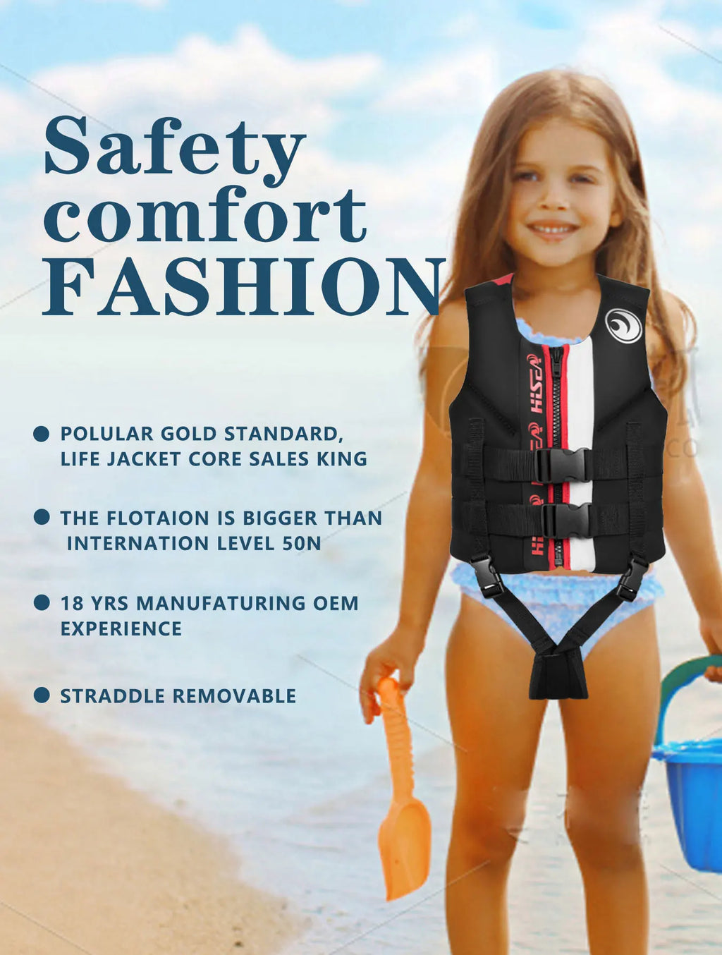 Kids Swim Vest - Adjustable Float Jacket for Boys & Girls, Safe Buoyancy Swimwear with Dual Straps, Stylish Swimming Aid Suit