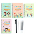 3D Groove Writing Pad Children's Magic Practice Copybooks Set with Pen Reusable Kids Workbooks for Handwriting  4-Pack