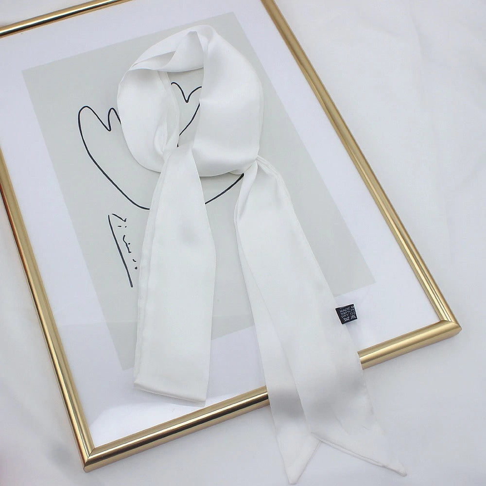 Delicate Long Hair Scarf Favor Silk Headband Hair Wrap Solid Color Elegant Ribbon Party Scrunchies