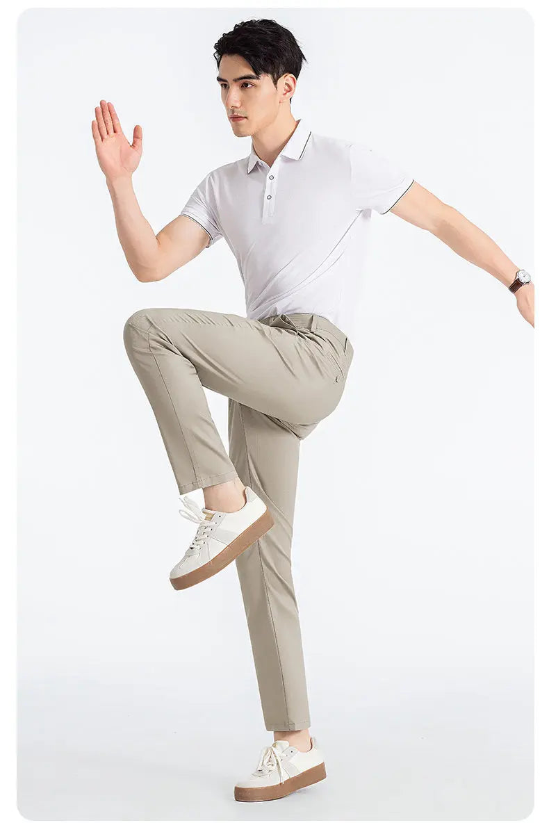 Men's High-End Suit Trousers - Breathable Lyocell Cotton Blend Dress Pants, Perfect for Office Wear and Comfortable Workwear