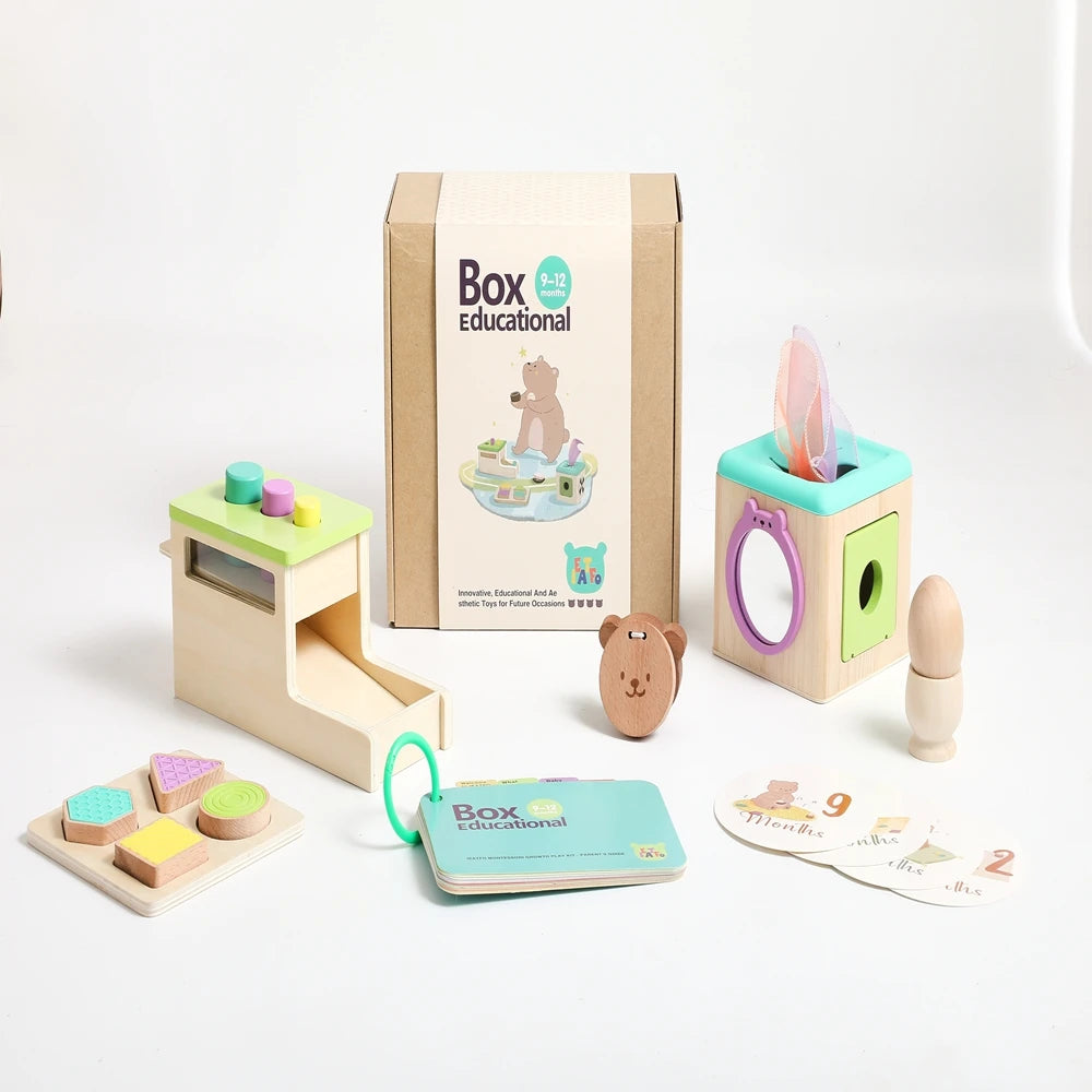 8pc Baby 0 12 Months Toy Wooden Montessori Toy Children Creative Games Toy Kids Early Education Hand Brain Sense Toys Sets Gift