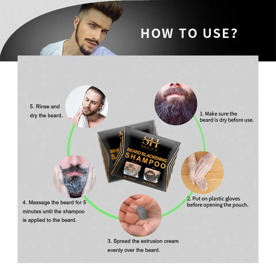 3 Minutes Black Beard Dye Cream Beard Paint Men Beard Coloring Dye Shampoo Natural Beard Cover Fast Permanent Gray Hair Dye