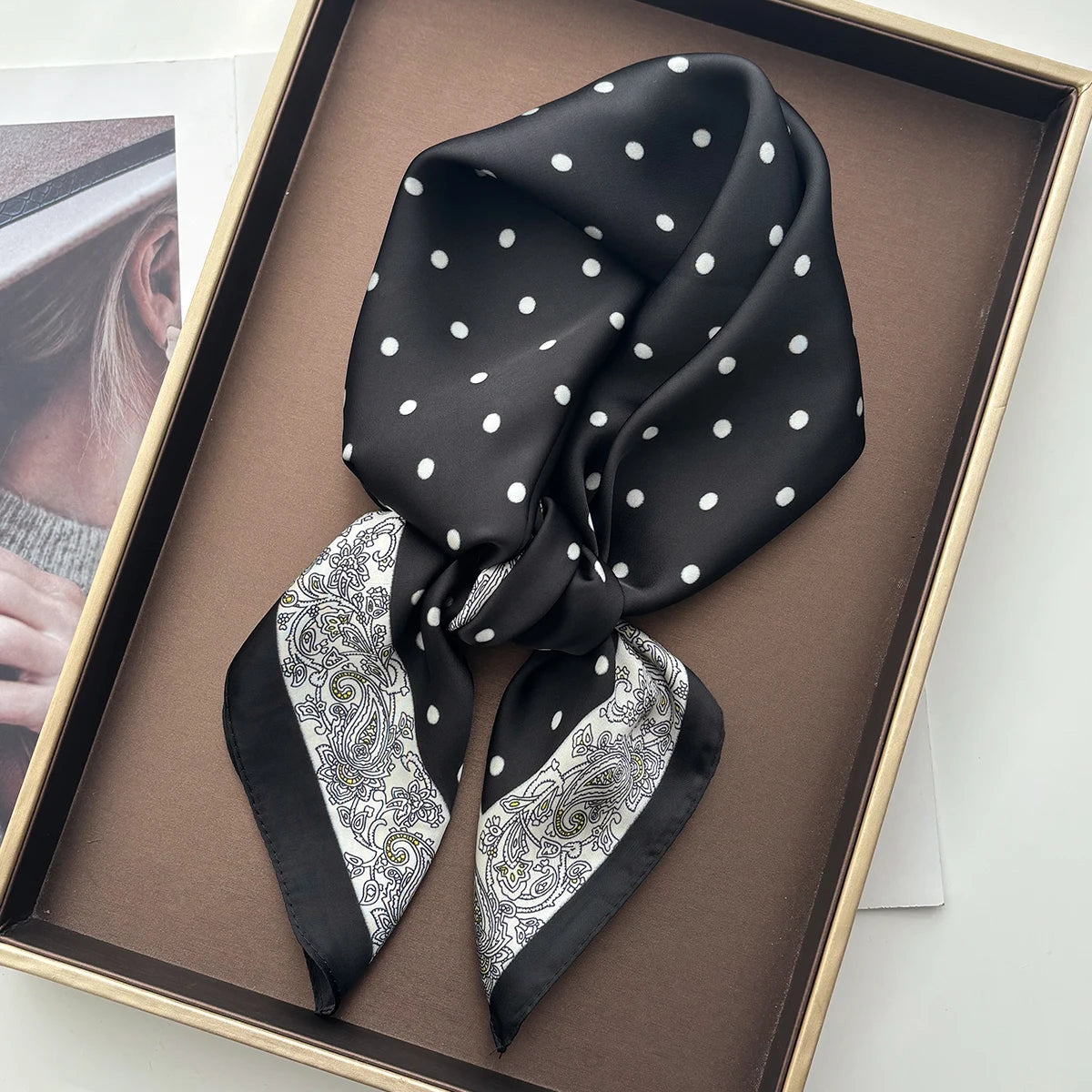 Silk Feeling Square Scarf Women Fashion Paisley Neckerchief Bandana Shawl Scarves Wrap Head Kerchief Hair Band Lady Ties