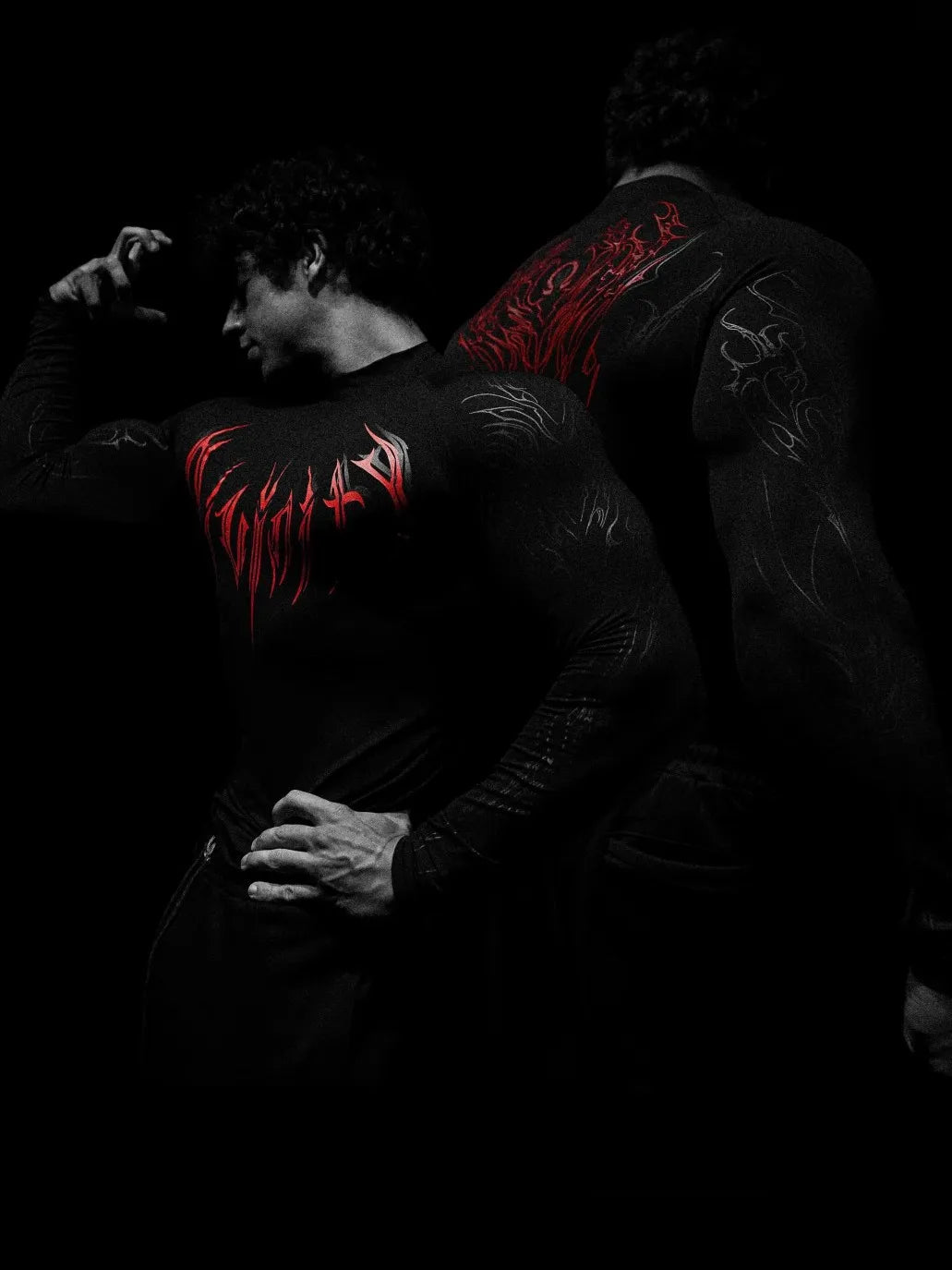 Men's High-neck Printed Tight-fitting Clothes For Fitness Training Quick-drying Clothes Elastic And Breathable For Exercise