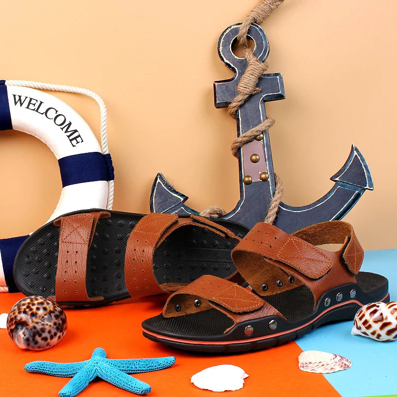 Men's New Summer Breathable Men's Sandals Fashion Trend Beach Shoes Slippers Sandals Mens Sandals Summer Genuine Leather Sandals