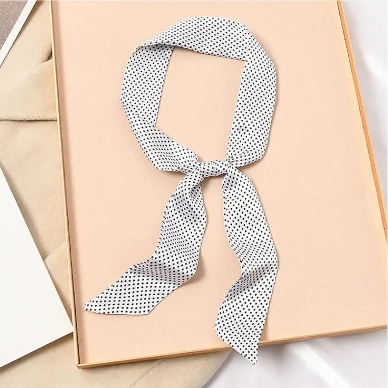 Skinny Silk Scarf Hair Strip Silk Ribbon Small Neck Scarves Bag Handle Ribbon Scarf Kerchief Ladies Ribbon Hair Band Small Scarf