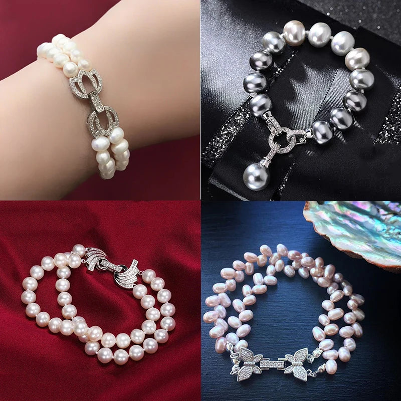 Juya 18K Gold Silver Plated Decoration Accessories Fastener Closure Pearls Clasps Lock For DIY Needlework Beads Jewelry Making
